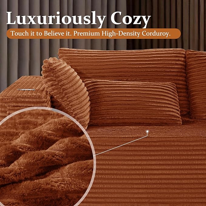 108" Cloud Sectional Couch, Comfort Sleep Sofa - Image 5