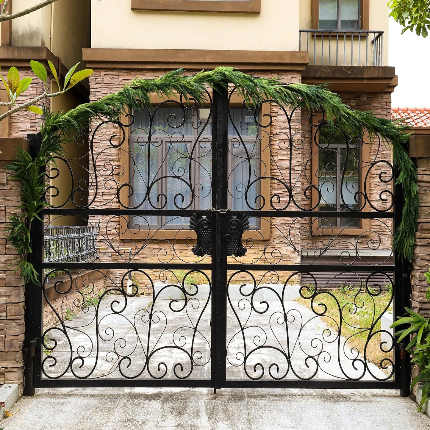 4 Pcs Artificial Norfolk Pine Garlands Christmas, 6 FT Dense Real Touch Winter Pine Garland Ornament, Green Artificial Greenery Garland for Table, Mantle, Wall, Indoor, Outdoor Christmas Decorations