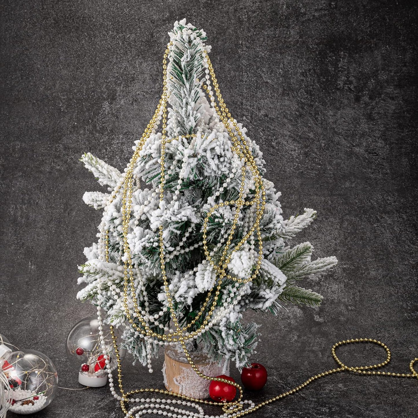 8mm Crafts Faux Pearl Beads Garland Pearl Bead Roll Strand of Pearls to Decorate Floral Centerpieces Wedding Party Favor Christmas Tree(33 Feet White)