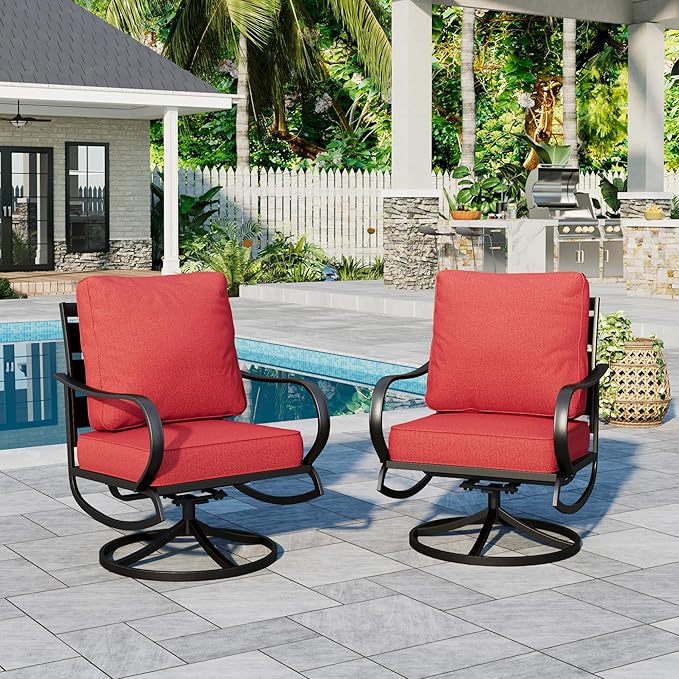 Sophia & William 2 Pieces Patio Furniture Sets Metal Sofa Chairs Patio Cushion - Image 6