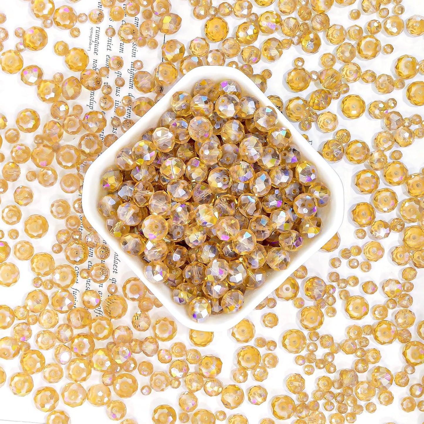 460Pcs 8mm Crystal Glass Beads for Jewelry Making Beads for Bracelets Necklace Pendants Making Supplies(Gold Champagne)