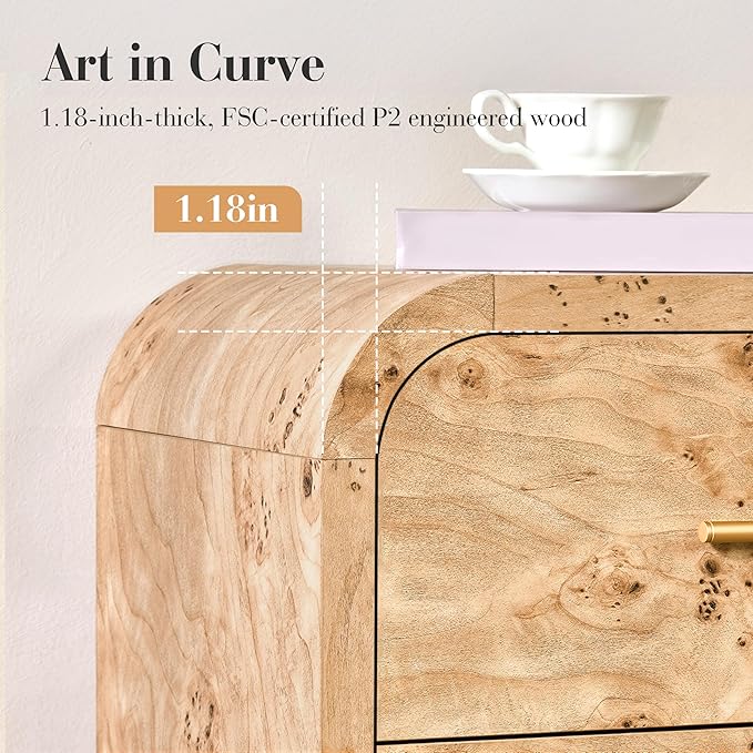 Curved 9-Drawer Dresser for Bedroom, Vanity Desk TV Stand for Living Room - Image 6