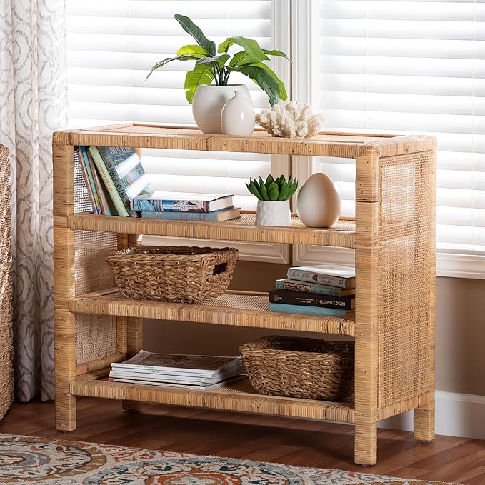 Bali & pari Abelia Natural Rattan 4-Tier Display Shelf - Image 2