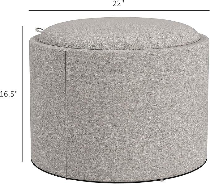 HOMCOM Round Storage Ottoman - Image 3