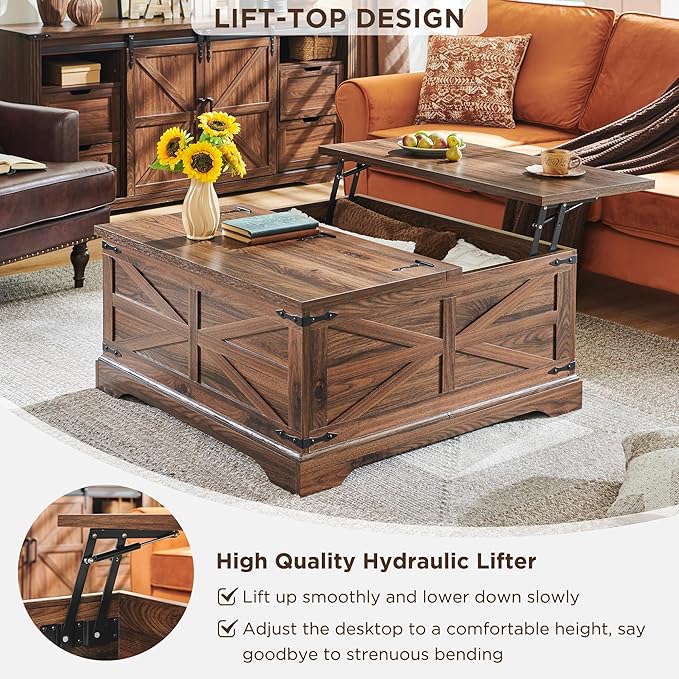 JXQTLINGMU 36" Lift Top Coffee Table - Image 3