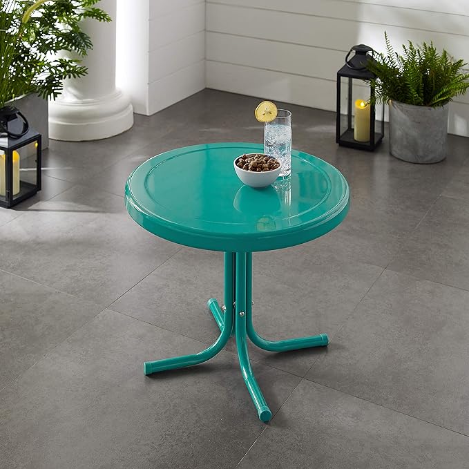 Crosley Furniture Griffith Weather Resistant Retro Metal Outdoor Side Table - Image 9