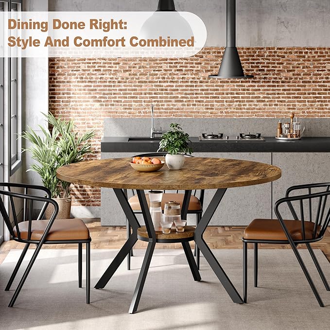 MECHYIN Round Dining Table for 2-4, 42 Inch Wood Kitchen & Dining Room Tables - Image 7