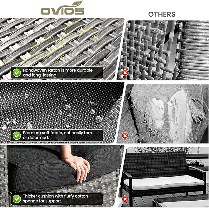 ovios 2-Piece Patio Furniture Set, Outdoor Wicker Sofa - Image 7