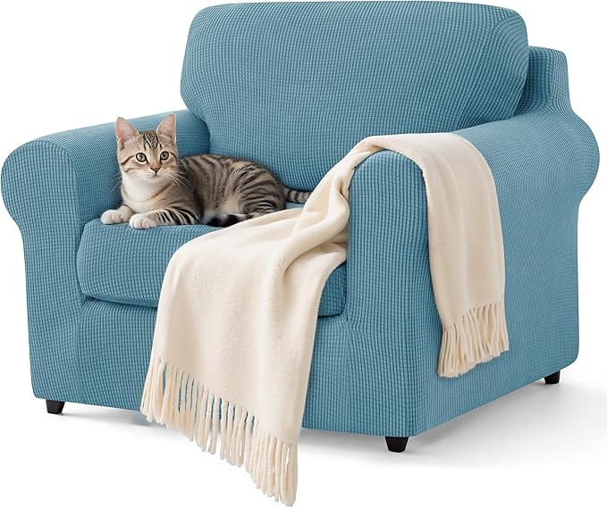 SUBRTEX 3 Pieces Stretch Sofa Slipcover Sets Couch Cover Sets Backrest Cushion by Subrtex
