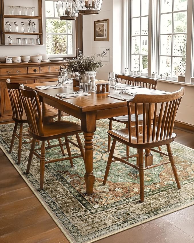 RELEANY Area Rugs 5'x8' Washable Non-Slip, Floral Vintage Distress Print - Image 8