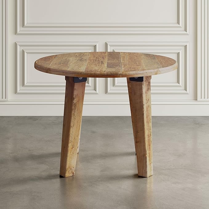 Jofran Reclamation 42" Rustic Reclaimed Solid Wood Round Dining Table - Image 8