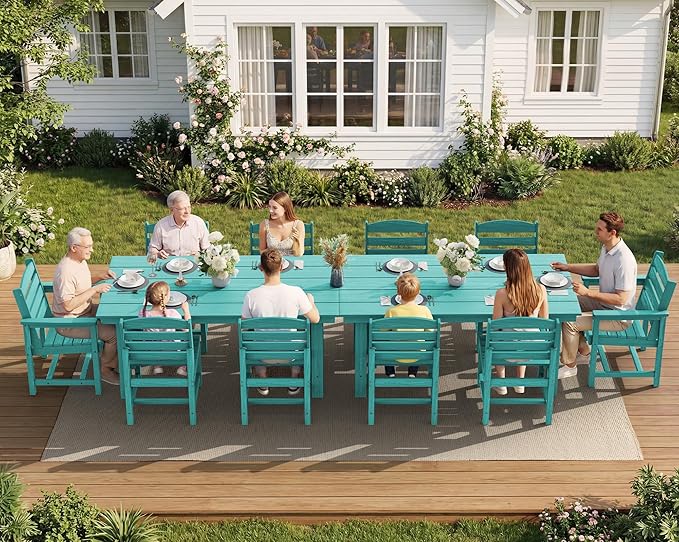 SERWALL Patio Dining Sets for 10 Person, HDPE Dining Set by SERWALL