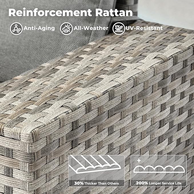 ovios 13 Pieces Patio Furniture Set, Outdoor Wicker Sectional Sofa - Image 3