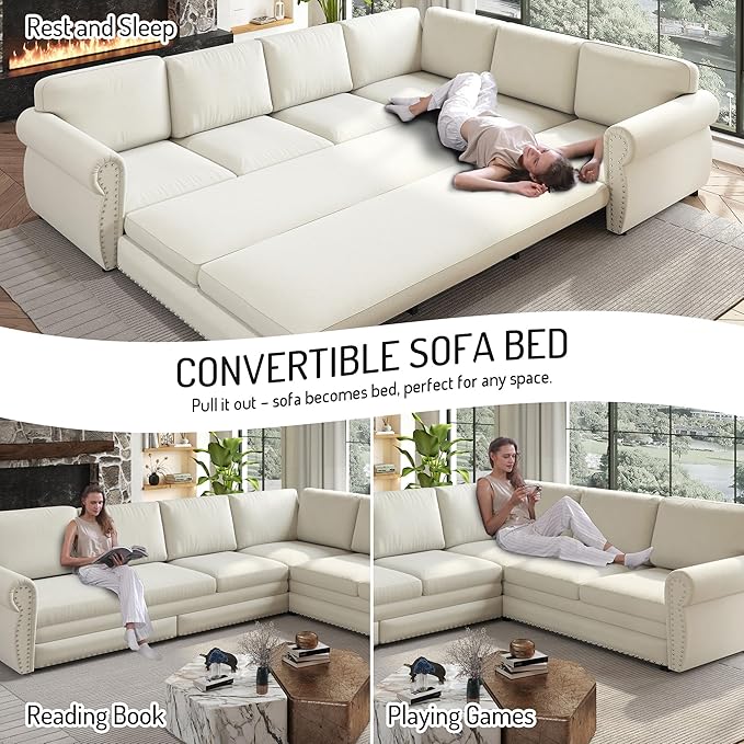 118" L-Shaped Sleeper Couch Bed - Image 3