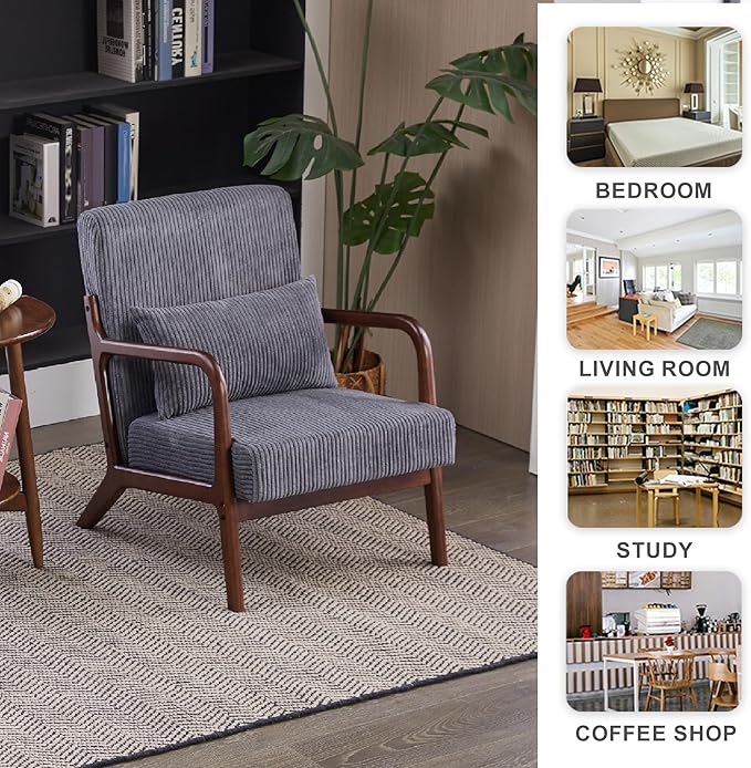 Mid-Century Modern Accent Chair & Coffee Table Set, Vintage Luxury 2-Piece - Image 8
