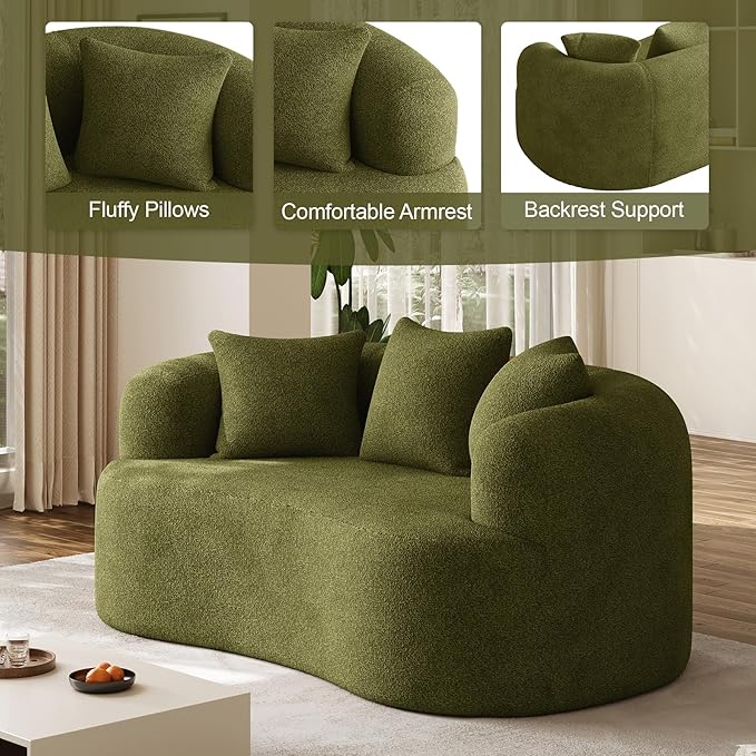 68.5" Loveseat Sofa for Living Room, Modern Luxury Plush Chenille Extra Deep - Image 8