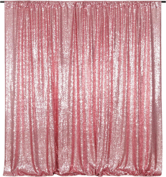 Poise3EHome Fuchsia Pink Sequin Backdrop,8FT x 10FT Sequin Photography Backdrop Curtain for Party Decoration