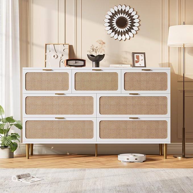 GarveeHome Rattan 7 Drawer Dressers by GarveeHome