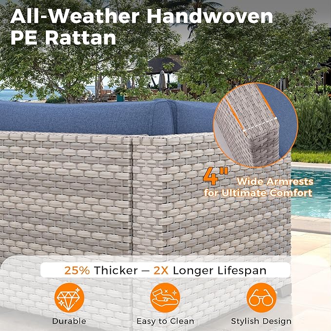 8-Seat Outdoor Wicker Patio Furniture Set - Image 4