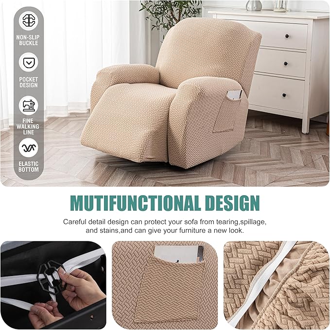 Genina Recliner Chair Cover, Stretch Reclining Chair Covers, Recliner Sofa - Image 4