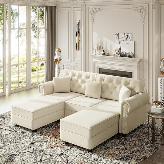 KEIKI 83" Velvet Chesterfield Sofa by KEIKI