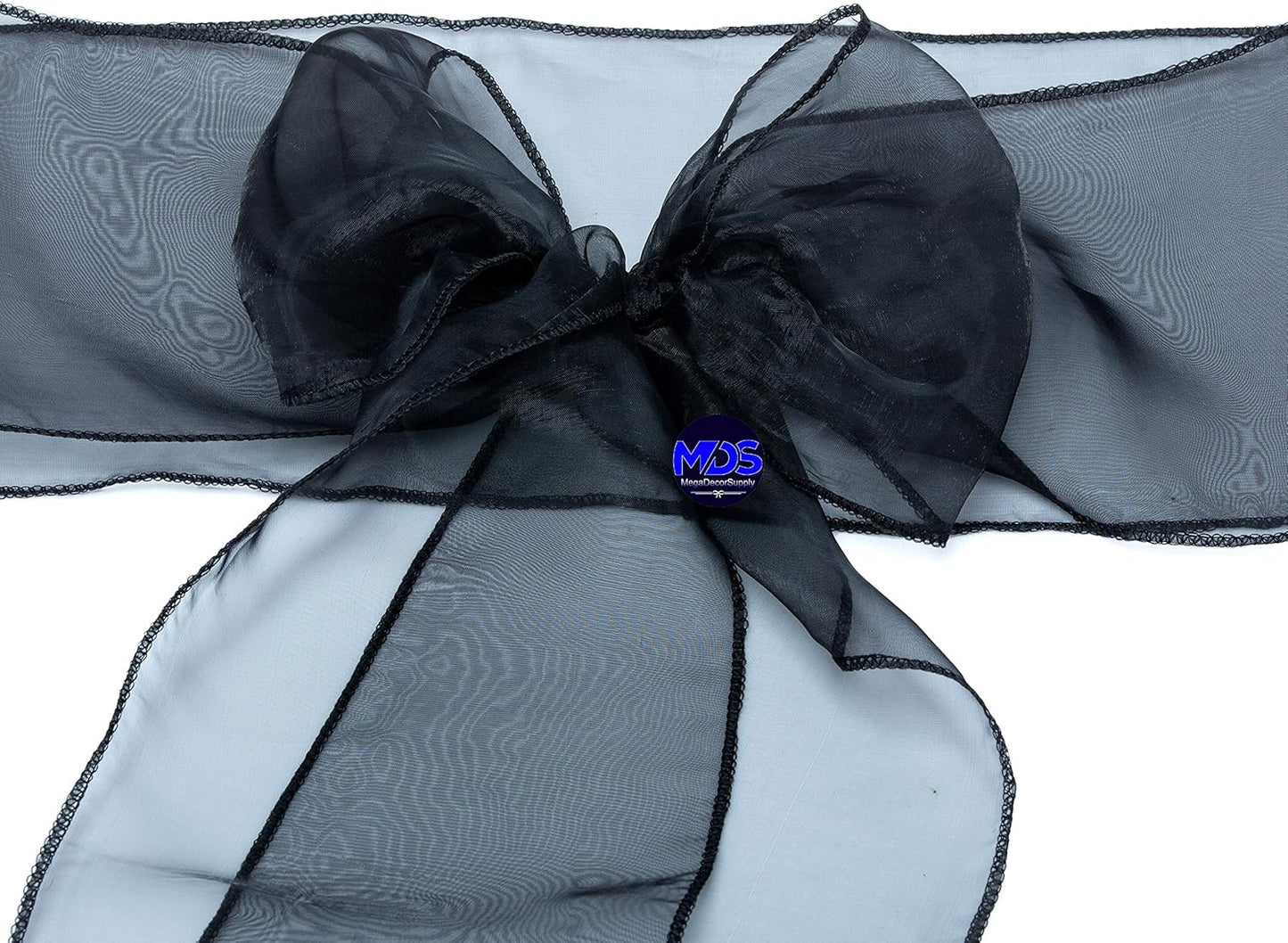 MDS Pack of 300 PCS Organza Chair Sashes Wider Dining Chair Bows Ribbon Tie Back for Wedding Party Birthday Bridal Shower Reception Event Banquet Home Chair Cover Decoration - Black
