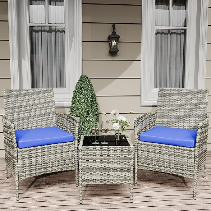 GarveeLife 3-Piece Patio Furniture Set, Rattan Outdoor Furniture by GarveeLife