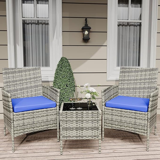 GarveeLife 3-Piece Patio Furniture Set, Rattan Outdoor Furniture by GarveeLife