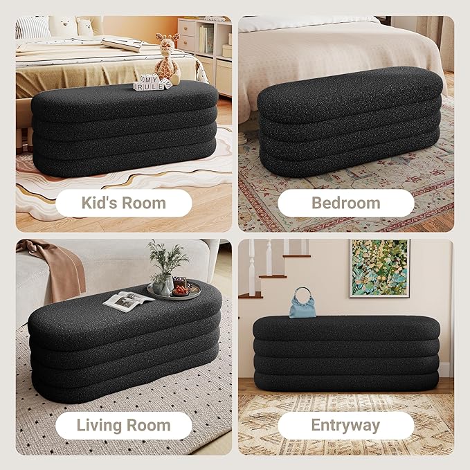 Busaurus Storage Ottoman Bench 49.2 Inch Upholstered Fabric Storage Bench - Image 7
