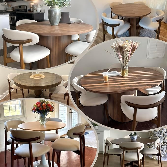 COLAMY Wooden Dining Chairs Set of 6, Modern Upholstered Fabric Dining Room - Image 3
