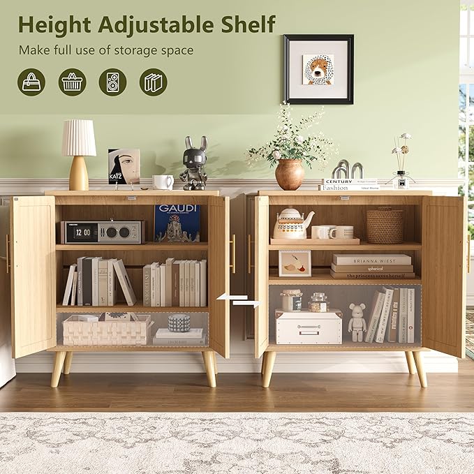 15.7"D Rattan Buffet Sideboard Cabinet - Image 4