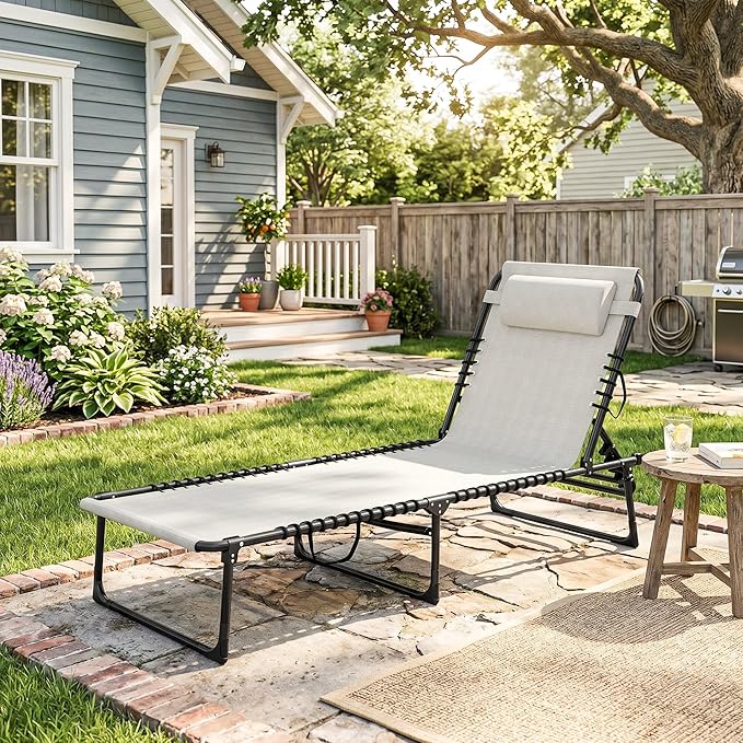 Outsunny Folding Chaise Lounge Chair, Patio Sun Tanning Chair, Outdoor Chaise - Image 10