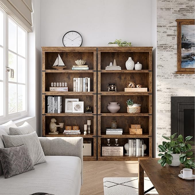 GarveeHome 5 Tier Farmhouse Bookcase, 67.4" Tall Book Shelf - Image 4