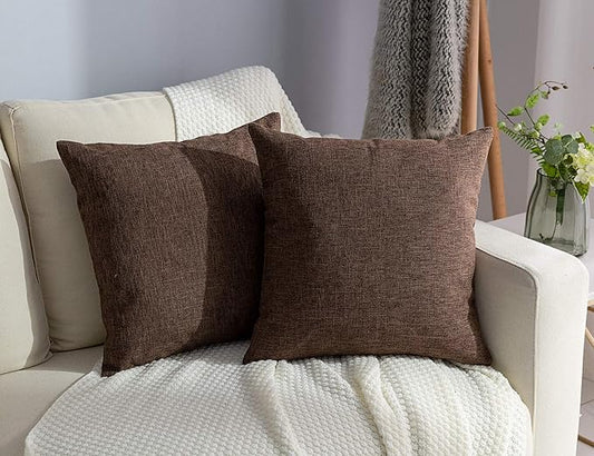 Stellhome Fall Burlap Throw Pillow Covers Solid Farmhouse Linen Pillowcase by Stellhome