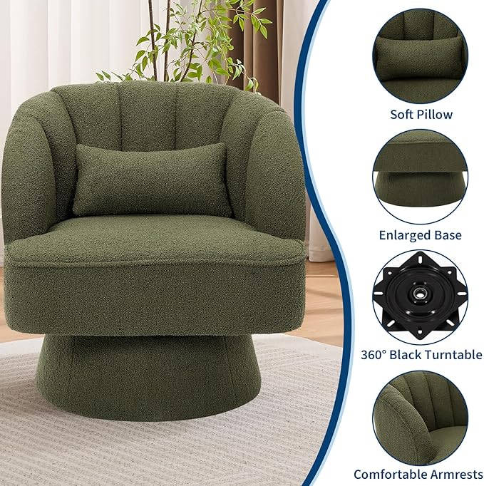 Garvee Ultra-Plush Swivel Accent Chair, 360° Barrel Lounge Chair - Image 5