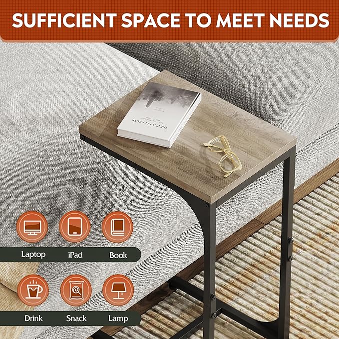 WLIVE C Shaped End Table, Small Couch Side Tables - Image 5