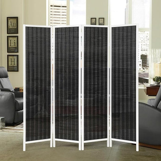 Roundhill Furniture Inkwell 4-Panel Bamboo Room Divider, Folding Portable by RoundhillFurniture