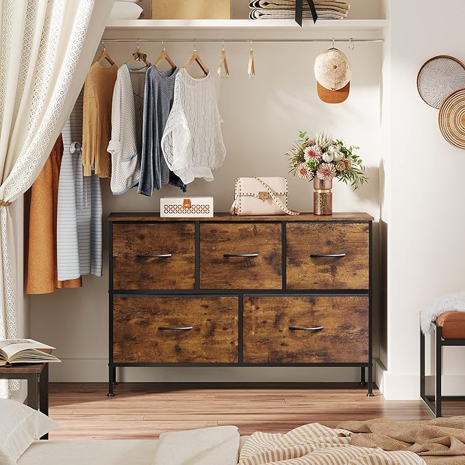 WLIVE Dresser for Bedroom with 5 Drawers, Long Fabric Dresser, Storage Drawer - Image 4