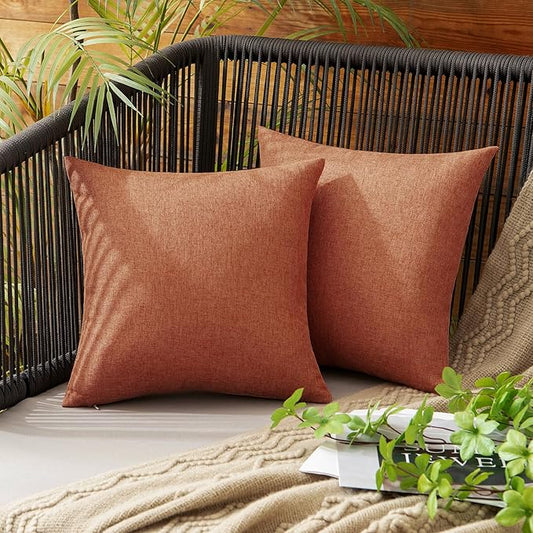 MIULEE Pack of 2 Decorative Outdoor Solid Waterproof Throw Pillow Covers Faux by MIULEE