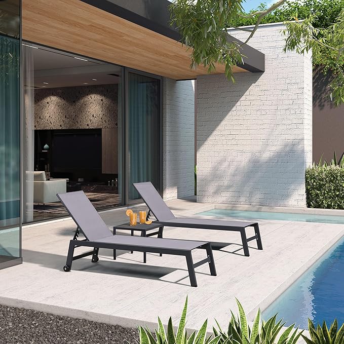 PURPLE LEAF Patio Chaise Lounge Set 4 Pieces Aluminum Outdoor Lounge Chairs - Image 4
