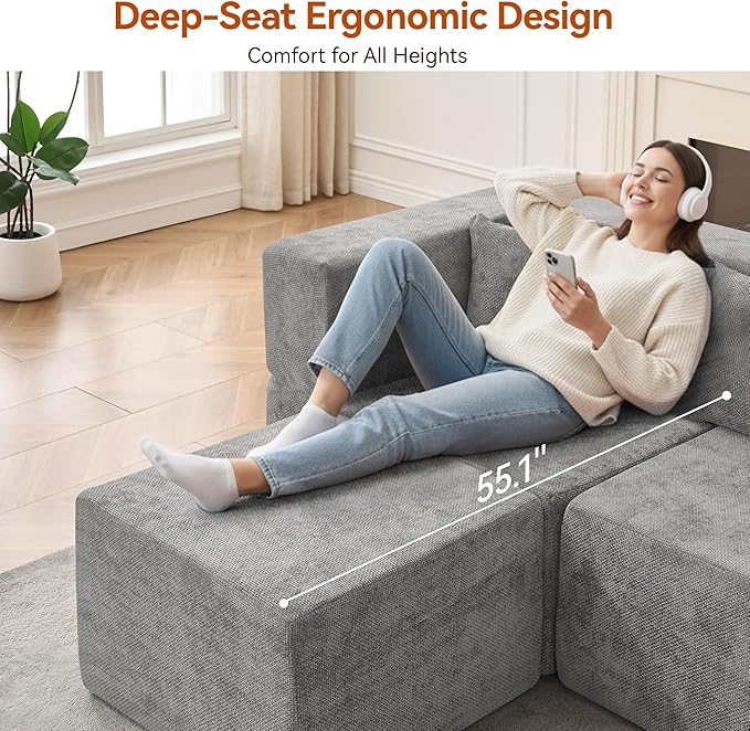 MONVANE Modular Sectional Sofa, Oversized 8 Seat Convertible U Shaped Couch - Image 4