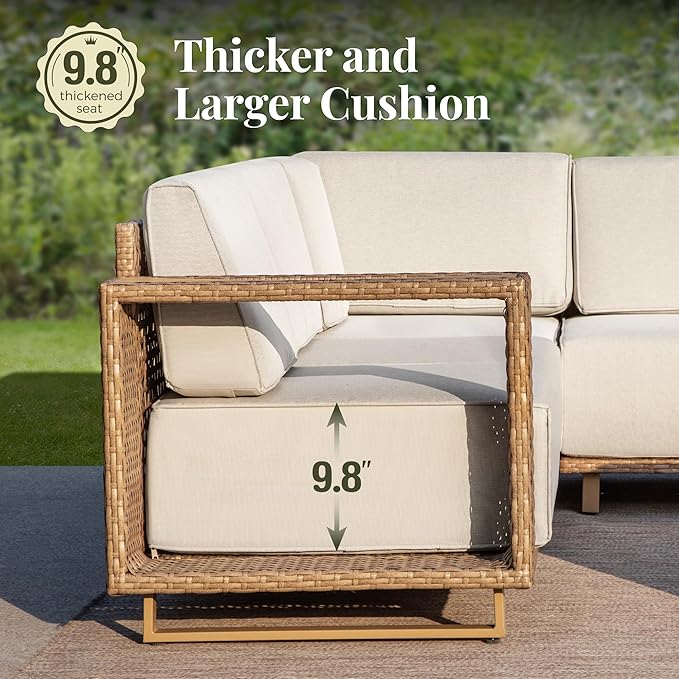 MIXPATIO Patio Furniture Set, 4 Piece Outdoor Wicker Sofa Couch, Deep Seating - Image 2