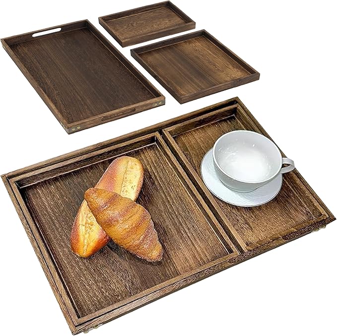 3-Piece Wooden Serving Tray Set - Image 3