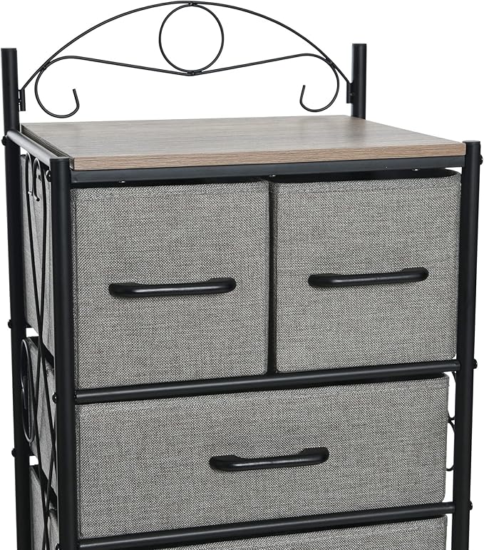 Household Essentials Ashwood & Iron Eight-Drawer Dresser Tower - Image 6