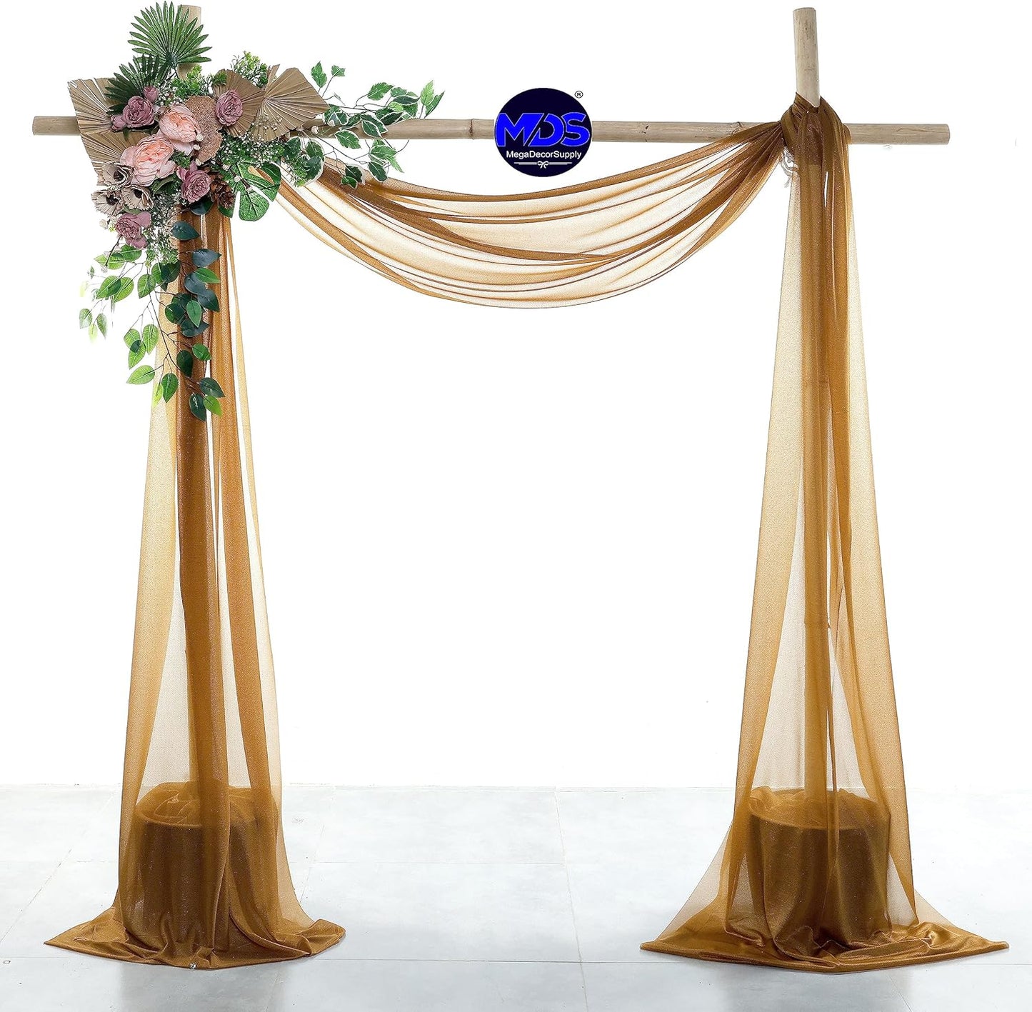 MDS Halloween Chiffon Draping Fabric - 2 Panel, 30" Wide x 40ft Long - Sheer Spooky Arbor & Canopy Drapery for Haunted House Backdrops, Party Ceilings, DIY Costumes & Themed Events - Mocha