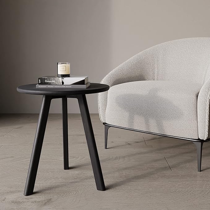 Round End Table Side Table 100% Solid Wood Occasional Table Minimal - Image 7