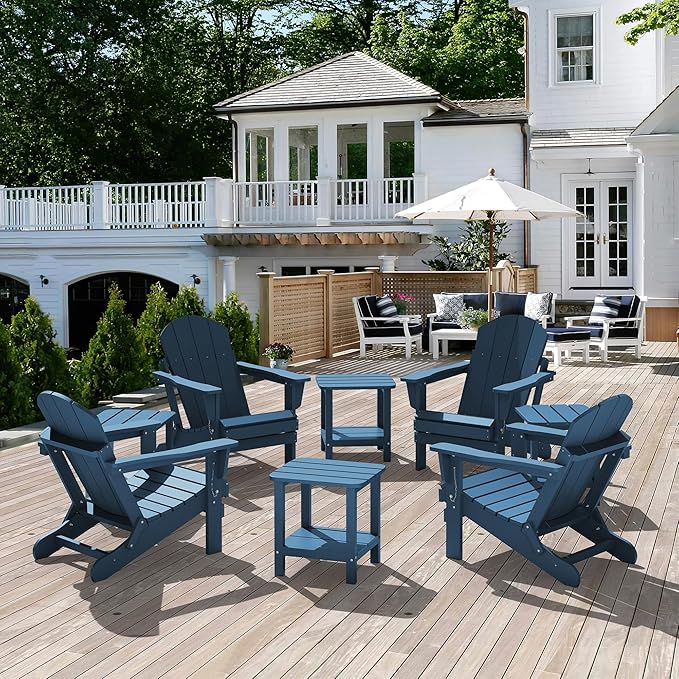 SERWALL Adirondack Table Outdoor Side Table- Blue - Image 7