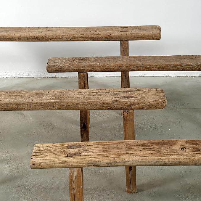 Artissance Handmade Wooden Entryway Bench, Vintage Noodle Bench - Image 13