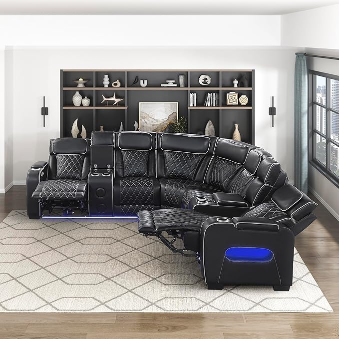 Lexicon 118" Power Reclining Sectional Sofa, Wall Hugger, 2 Recliner Seats - Image 13
