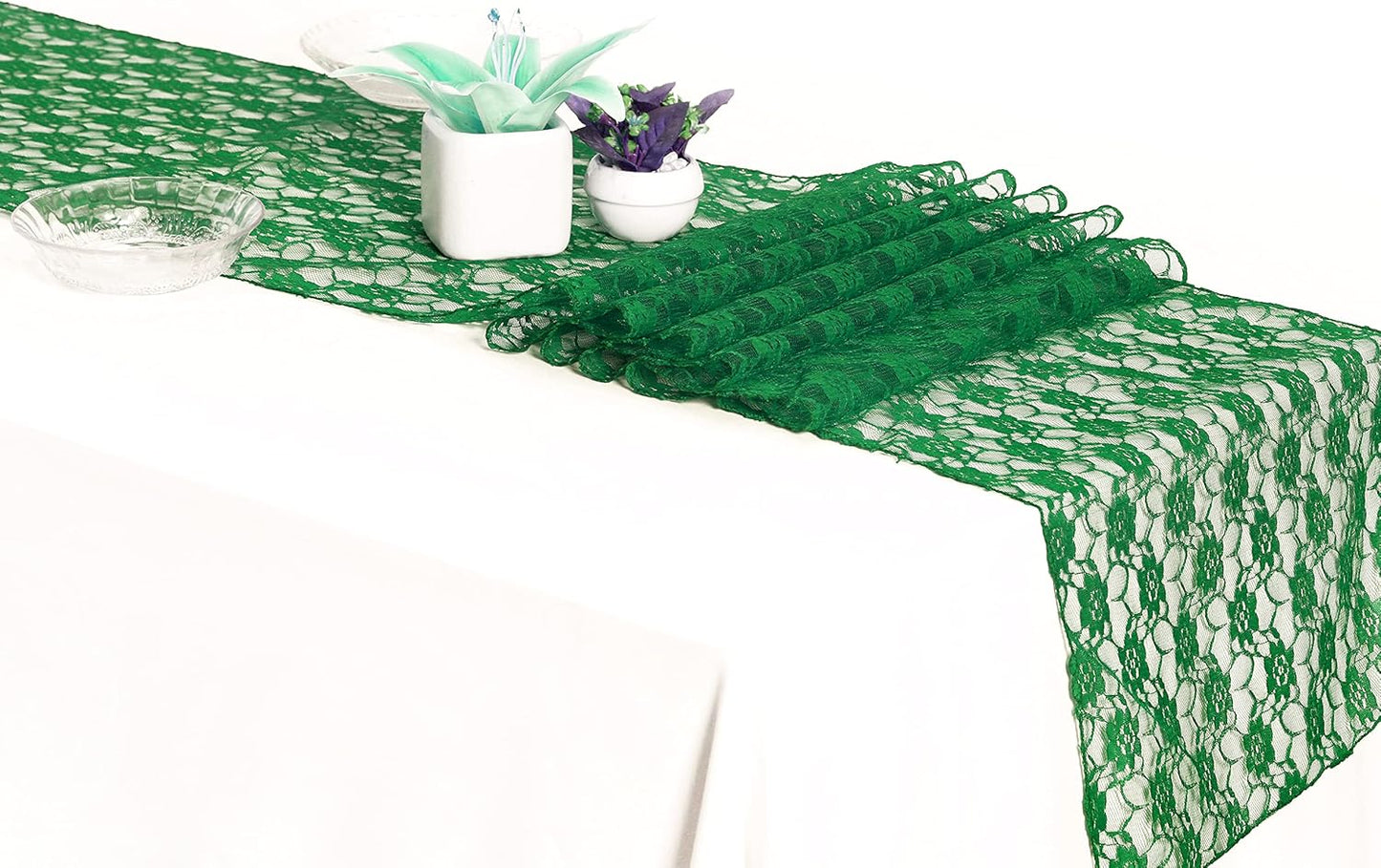 MDS Pack of 12 Wedding 12 x 108 inches Satin Table Runner for Wedding, Decorations for Birthday Parties, Banquets, Graduations, Engagements, Runners fit Rectangle, Round Table- Hunter Green